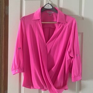 Nygard Vibrant Pink Drape Blouse, XL, worn once!